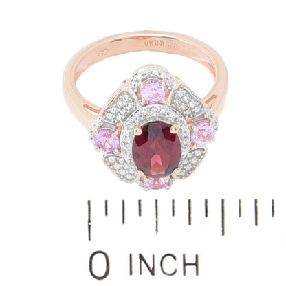 Gem Treasures "Sweetheart" 1.11ctw Garnet, Pink Sapphire & Zircon Ring