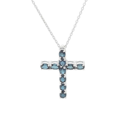 Gem Treasures Sterling Silver 1.70ctw Indicolite Cross Pendant w/ Chain
