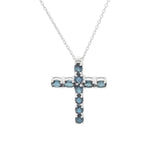 Gem Treasures Sterling Silver 1.70ctw Indicolite Cross Pendant w/ Chain