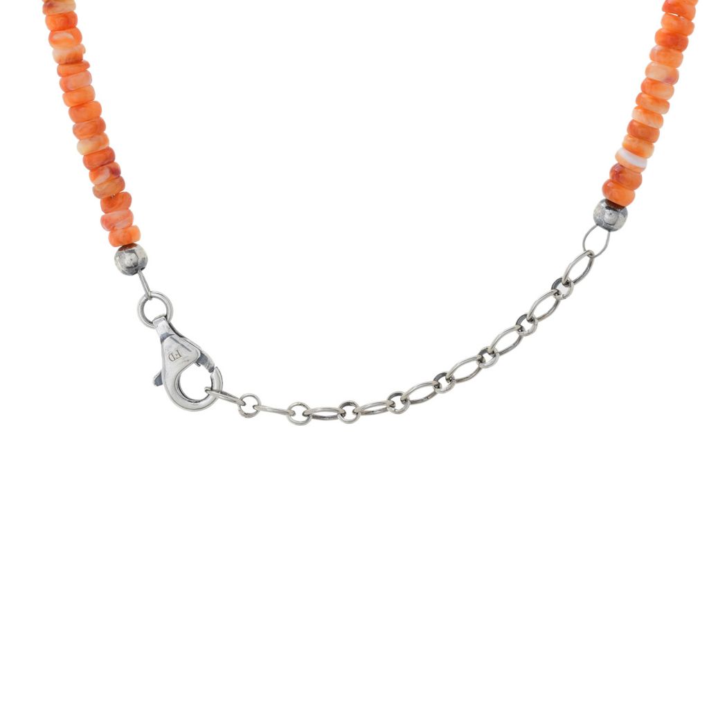 Southwest Elements 4mm Orange Spiny Oyster & Navajo Pearl Necklace
