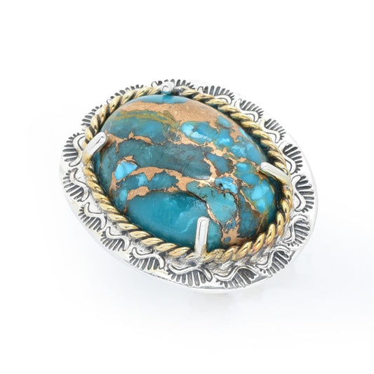 Southwest Elements 25x18mm Blue Mohave Turquoise Oval East-West Ring