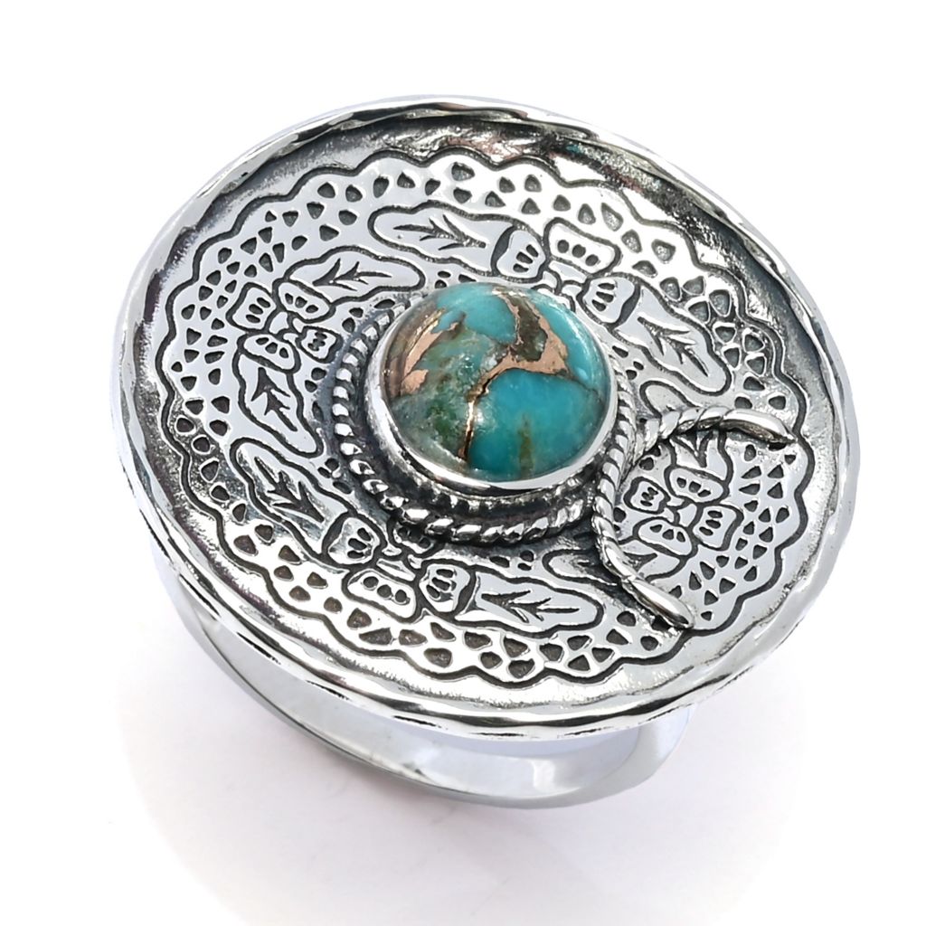 Southwest Elements Sterling Silver Kingman Turquoise Cowboy Hat Ring ...