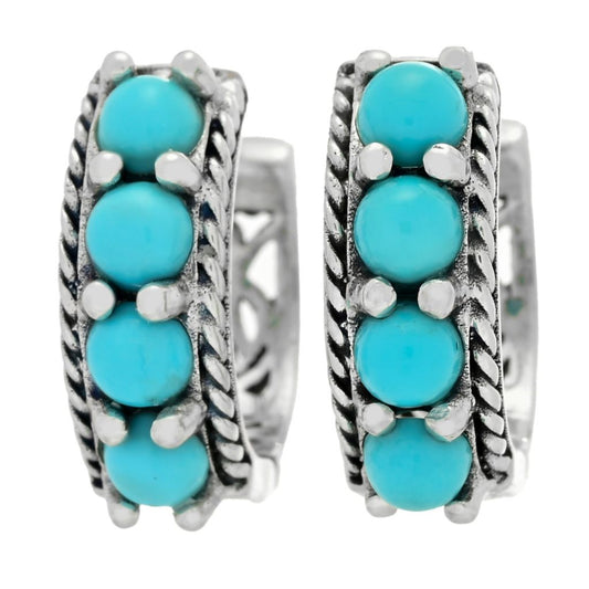 Artisan Silver by Samuel B. Sleeping Beauty Turquoise Hoop Earrings