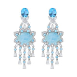 Gem Treasures 16x12mm Larimar & Multi Topaz Chandelier Earrings