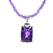 Gem Treasures 14x10mm African Amethyst & Zircon Beaded Necklace