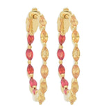 Gem Treasures 18K Vermeil 2.42ctw Scarlet & Golden Sapphire Hoop Earrings