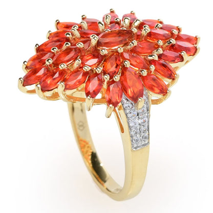 Gem Treasures 2.70ctw Crimson Fire Opal & Zircon Waterfall Ring
