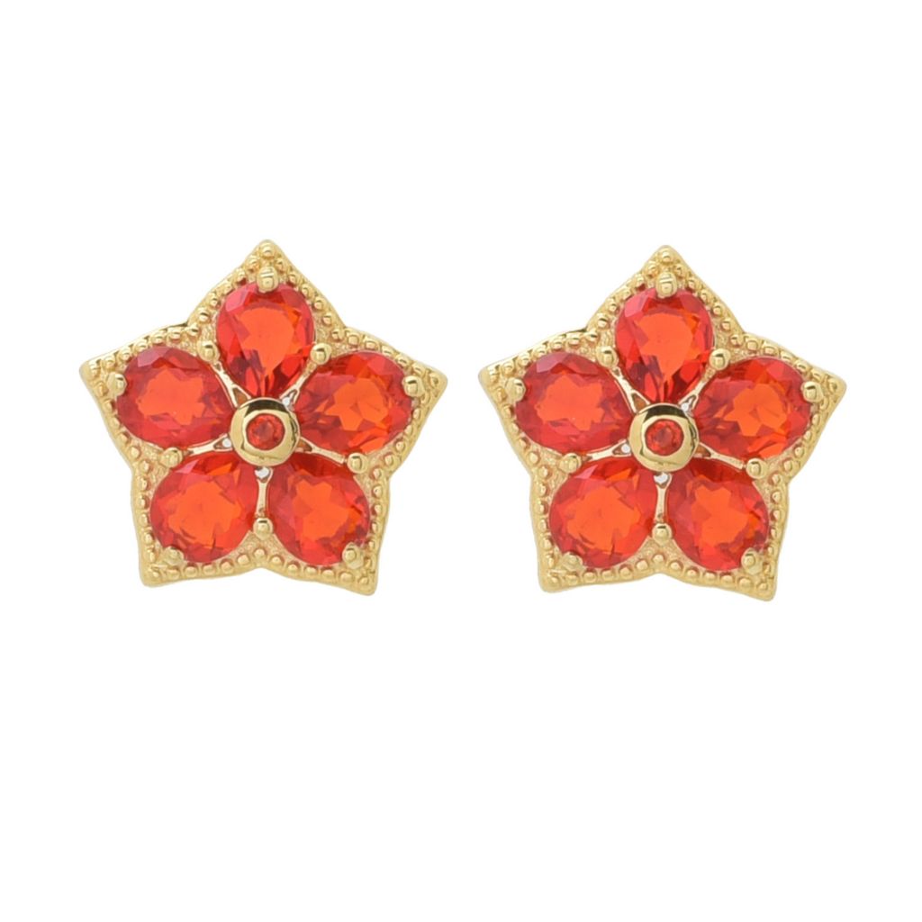 Gem Treasures 2.24ctw Crimson Fire Opal 6-Stone Cluster Stud Earrings