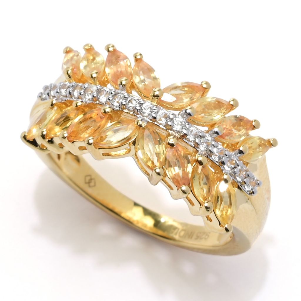 Gem Treasures 18K Vermeil Choice of 1.90ctw Exotic Sapphire & Zircon Ring