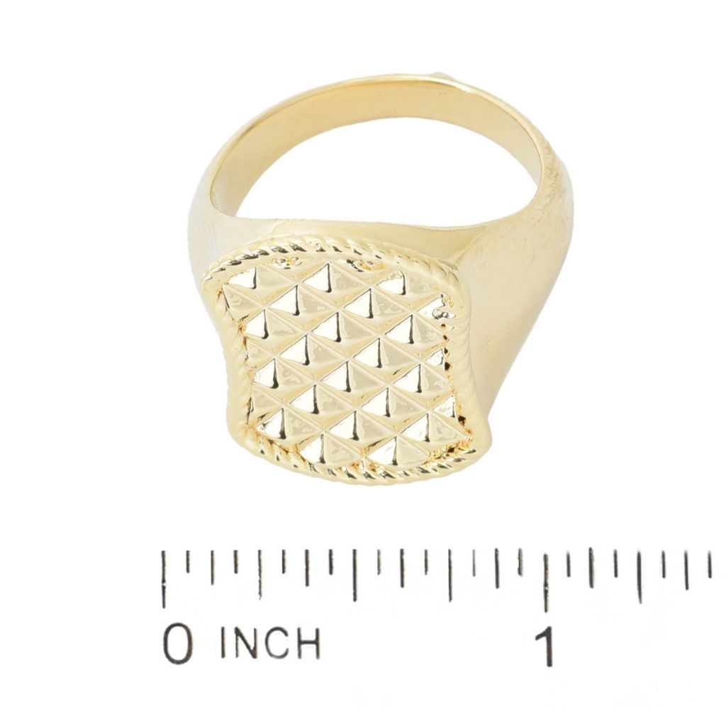 Toscana Italiana 18K Gold Plated Polished & Diamond Cut Shield Ring