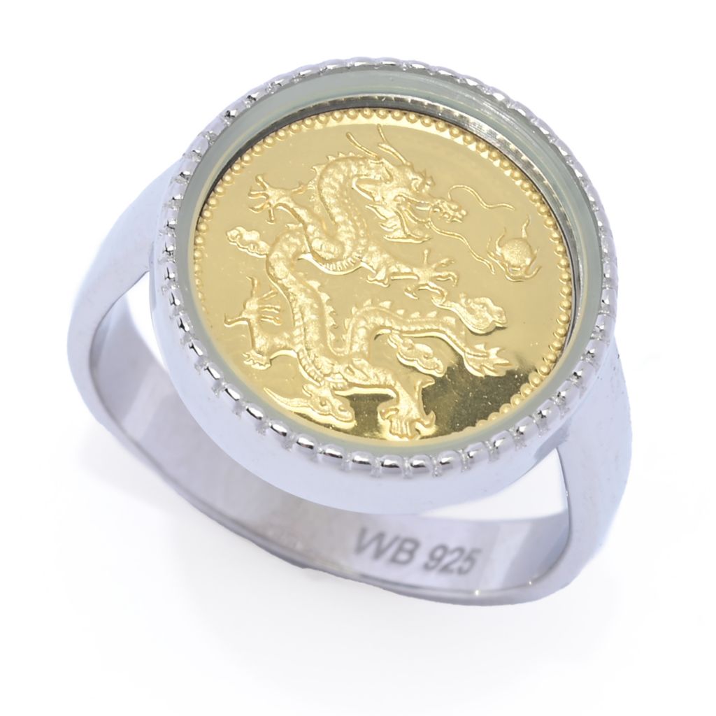 Sterling Silver & 24K Gold Leaf Choice of Design Milgrain Coin Ring