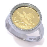Sterling Silver & 24K Gold Leaf Choice of Design Milgrain Coin Ring