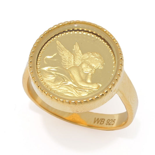 Sterling Silver & 24K Gold Leaf Choice of Design Milgrain Coin Ring