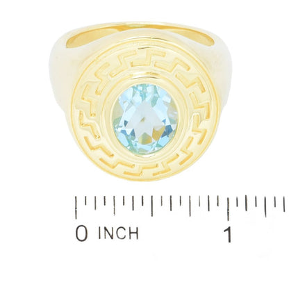 Toscana Italiana 18K Gold Plated Choice of Gemstone Greek Key Halo Ring