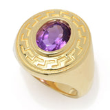 Toscana Italiana 18K Gold Plated Choice of Gemstone Greek Key Halo Ring