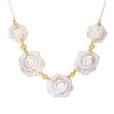 Cameo Italiano "Elysse" 5-Station Shell Rose Cameo Bib Style Necklace