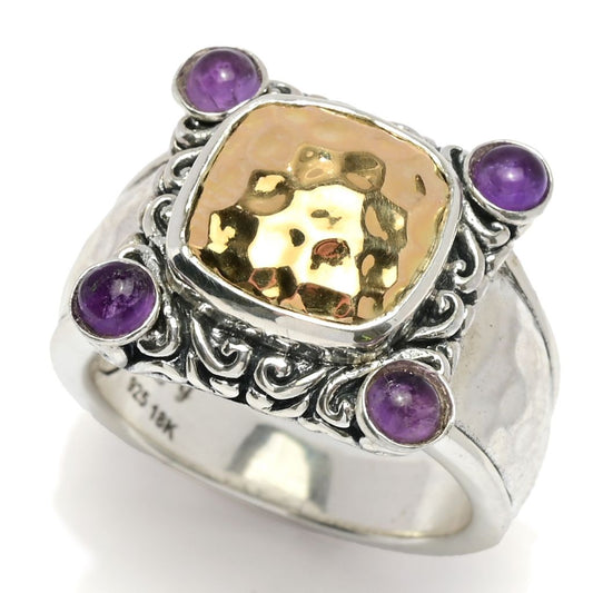 Artisan Silver by Samuel B. 18K Gold Accented Choice of Gem Cabochon Ring