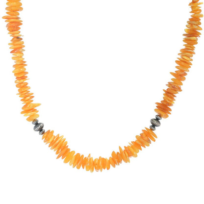 Southwest Elements Sterling Silver Yellow Amber Disc Rondelle 18" Necklace