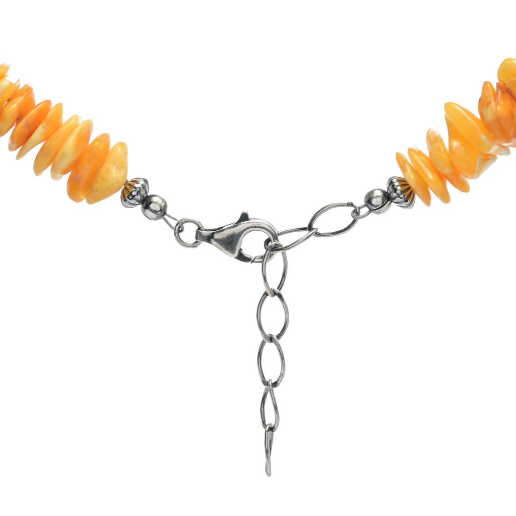 Southwest Elements Sterling Silver Yellow Amber Disc Rondelle 18" Necklace