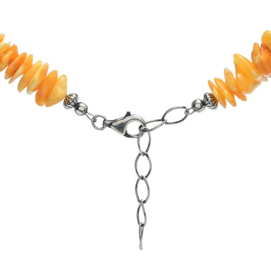 Southwest Elements Sterling Silver Yellow Amber Disc Rondelle 18" Necklace