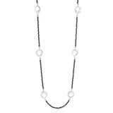 Platinum Plated 37.50ctw White Topaz & Black Spinel Necklace