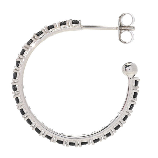 Platinum Plated Polished Choice of Gemstone 1" Hoop Earrings