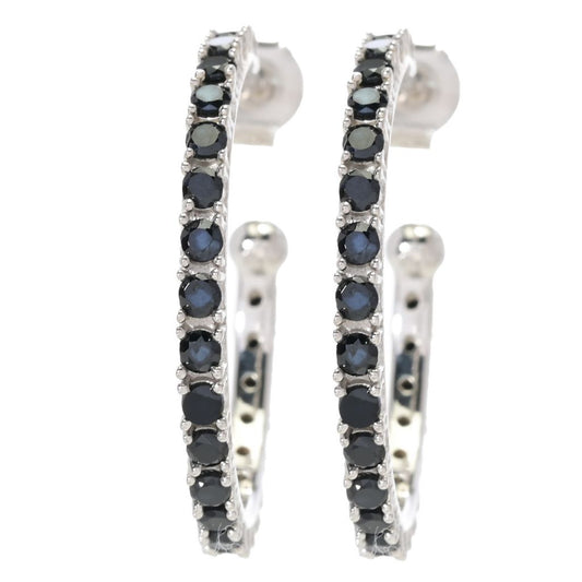 Platinum Plated Polished Choice of Gemstone 1" Hoop Earrings