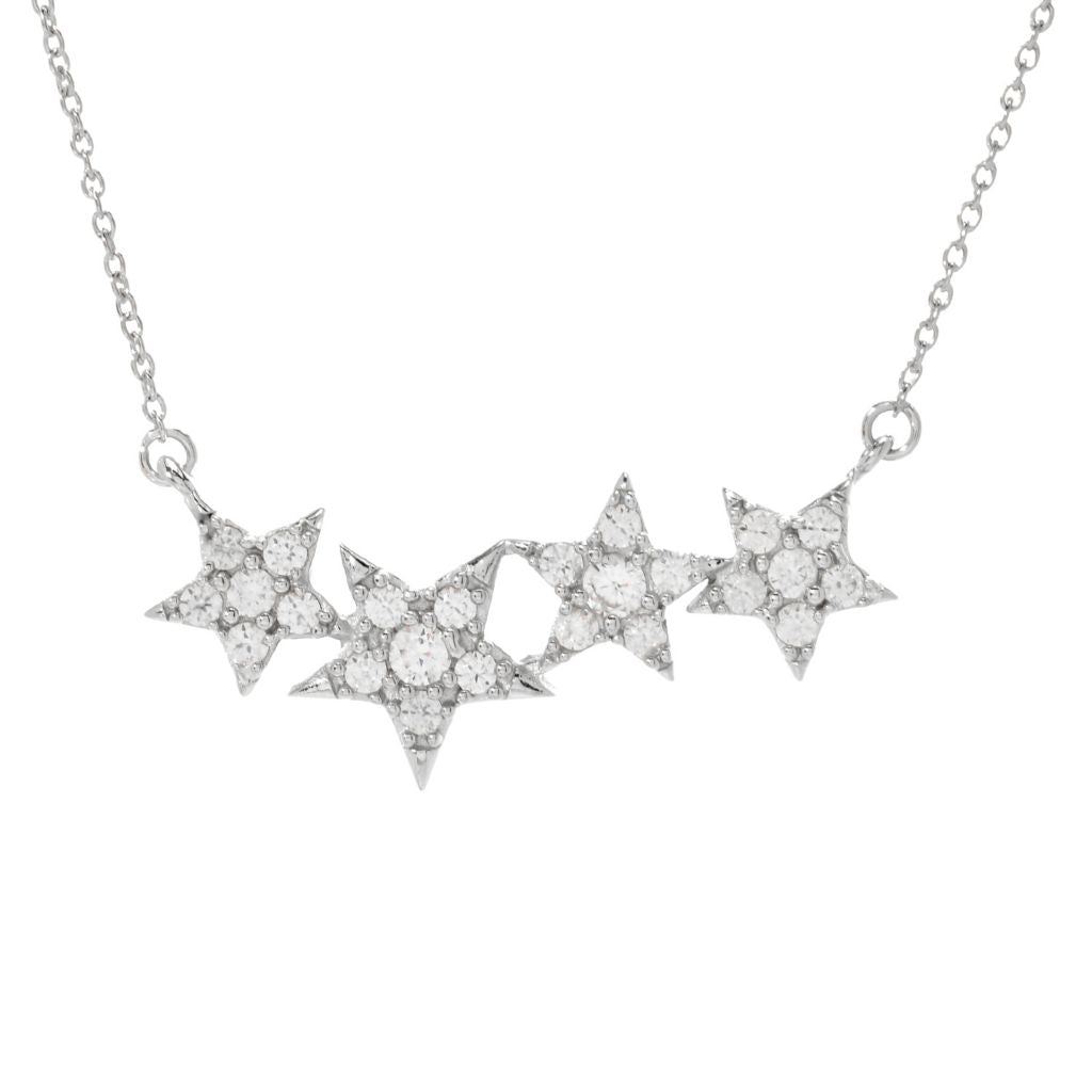 Platinum Plated Choice of Gemstone Shooting Stars East-West 18"+2" Necklace