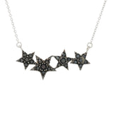 Platinum Plated Choice of Gemstone Shooting Stars East-West 18"+2" Necklace