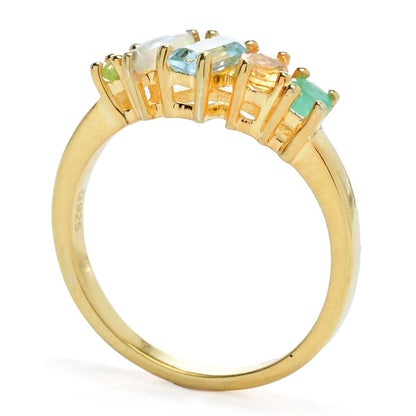 18K Gold Plated Choice of Gemstone "Peace" or "Dream" Acrostic Ring