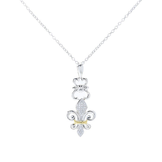Peace Jewelers 0.23ctw Lab Grown Diamond Fleur de Lis Pendant w/ Chain