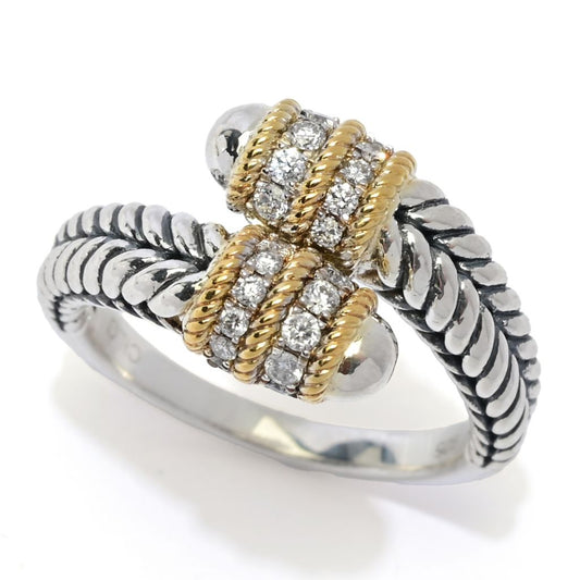 Peace Jewelers 18K Vermeil 0.24ctw Round Lab Grown Diamond Bypass Ring