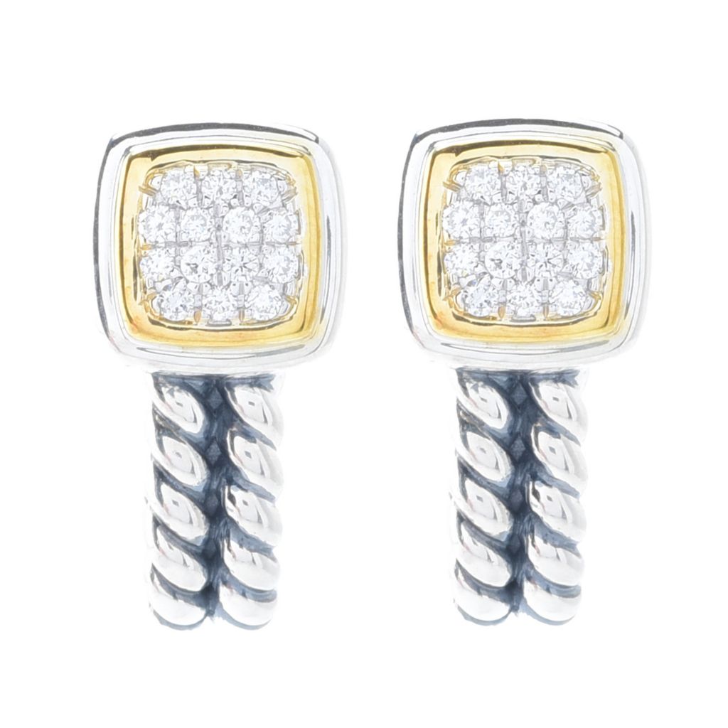 Peace Jewelers 18K Vermeil 0.19ctw Round Lab Grown Diamond J-Hoop Earrings
