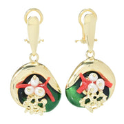 Graziella 23K Gold Plated Electroform Cultured Pearl Sea Life Earrings