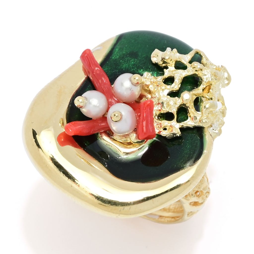Graziella 23K Gold Plated Electroform Cultured Pearl Sea Life Ring - One Size (5-10)
