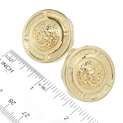 Graziella 23K Gold Plated Electroform Medusa Coin Stud Earrings