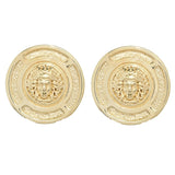 Graziella 23K Gold Plated Electroform Medusa Coin Stud Earrings