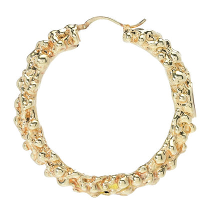 Graziella 23K Gold Plated Electroform Textured Hoop Earrings