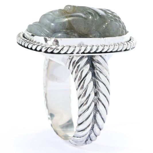 Artisan Silver by Samuel B. 22x16mm Carved Labradorite Buddha Head Ring