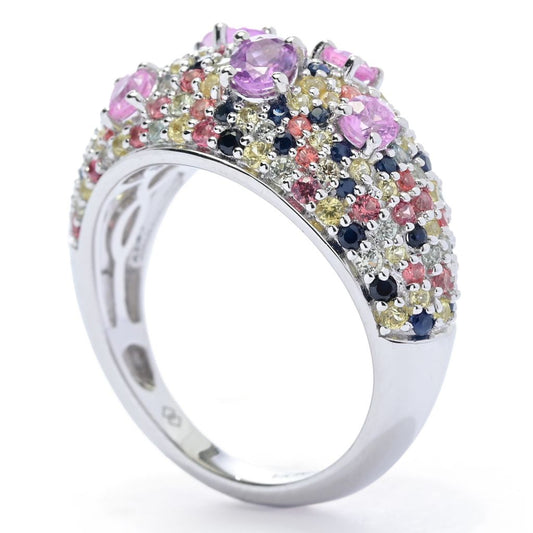 Gem Treasures 2.62ctw Oval & Round Multi Sapphire Mosaic Cluster Ring