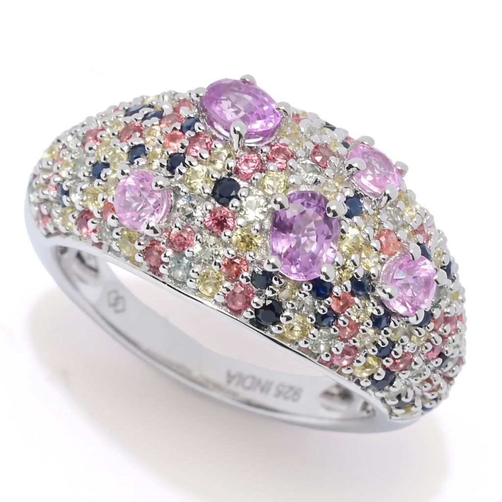 Gem Treasures 2.62ctw Oval & Round Multi Sapphire Mosaic Cluster Ring