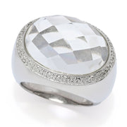 Far East Jewelry Sterling Silver 20x15mm White Quartz East-West Ring