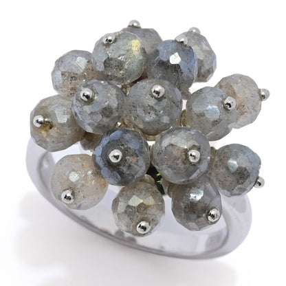 Far East Jewelry Sterling Silver 5mm Round Labradorite Bead Ring