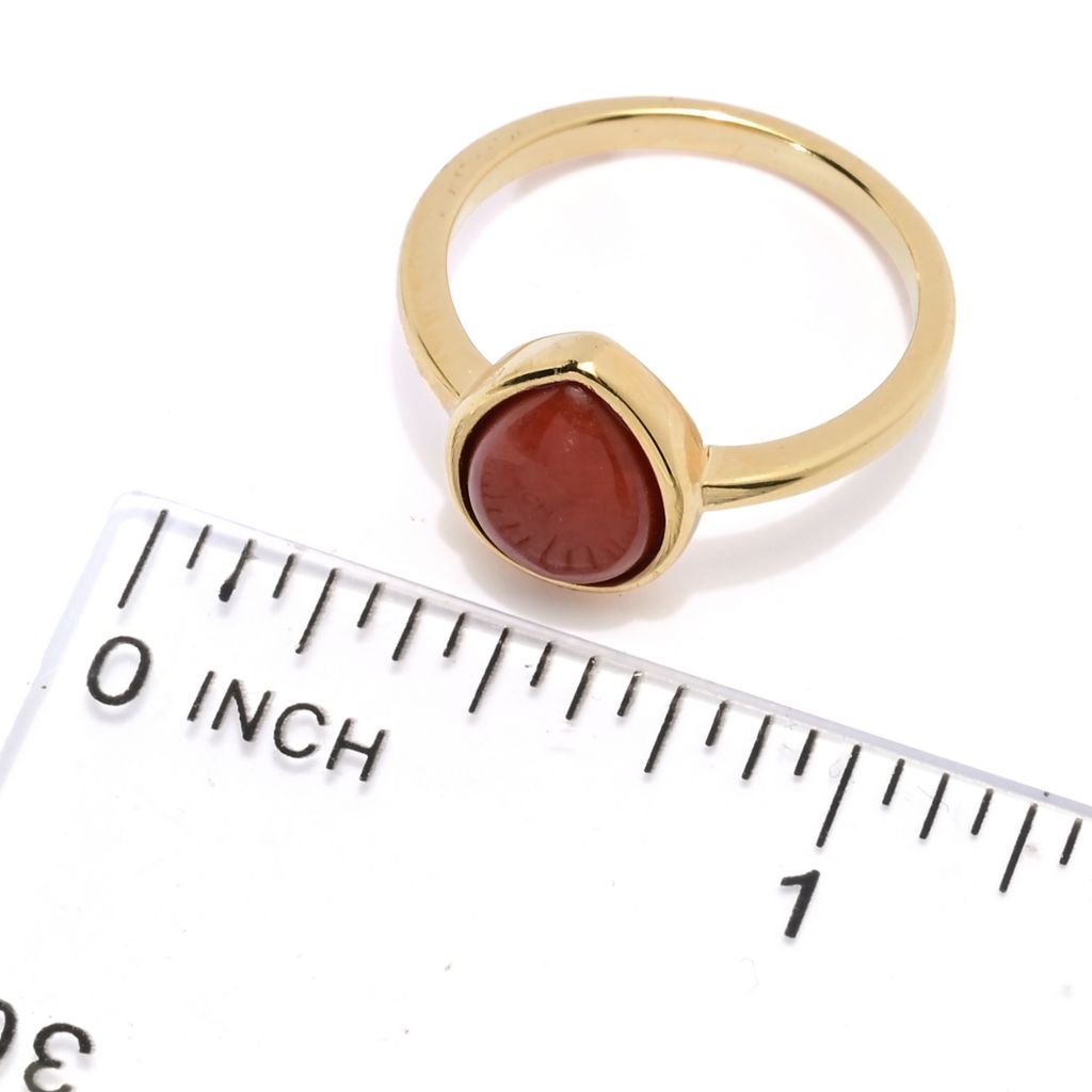 Far East Jewelry 14K Gold Plated Choice of Shape & Color Jade Stack Ring