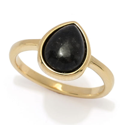 Far East Jewelry 14K Gold Plated Choice of Shape & Color Jade Stack Ring