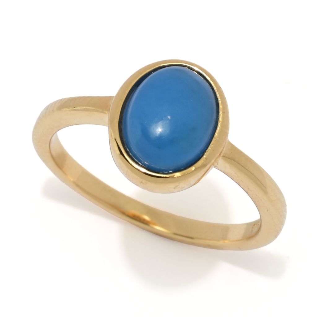 Far East Jewelry 14K Gold Plated Choice of Shape & Color Jade Stack Ring