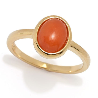 Far East Jewelry 14K Gold Plated Choice of Shape & Color Jade Stack Ring