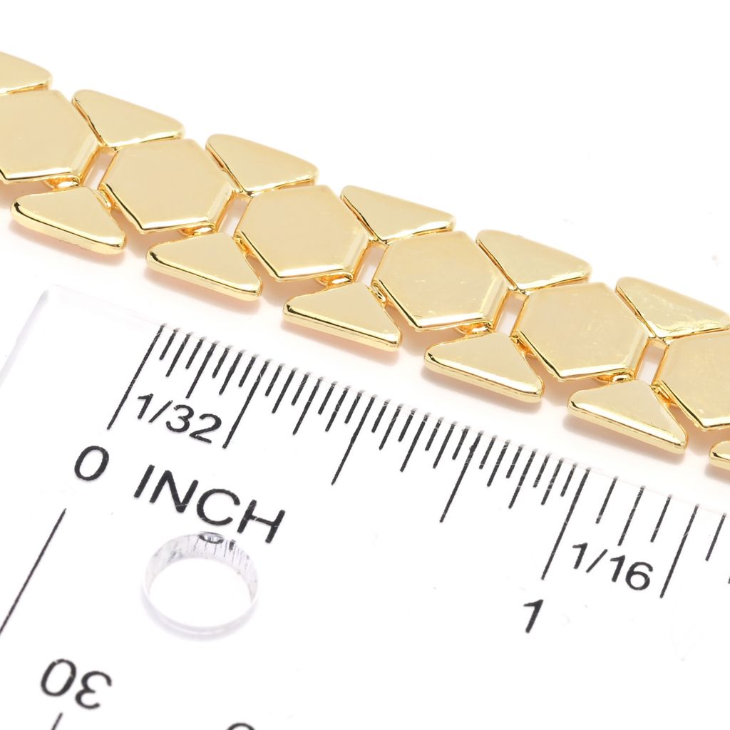 Toscana Italiana 18K Gold Plated Polished Geometric Link 7.5"+1" Bracelet