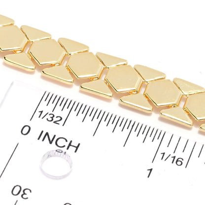 Toscana Italiana 18K Gold Plated Polished Geometric Link 7.5"+1" Bracelet