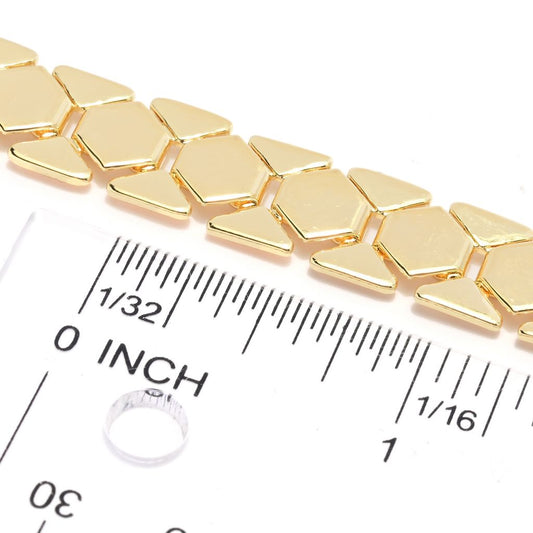 Toscana Italiana 18K Gold Plated Polished Geometric Link 7.5"+1" Bracelet